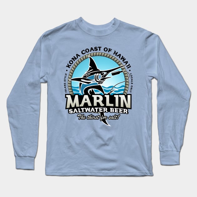 Island Style Marlin Saltwater Beer Long Sleeve T-Shirt by badtuna